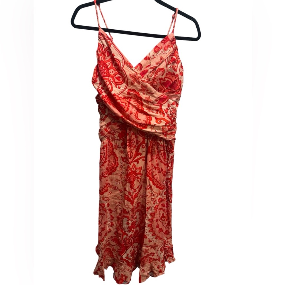 NWT Farm Rio Jaipur Crossover Linen Blend red vacation resort Maxi dress Medium - Picture 5 of 9